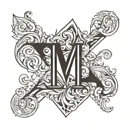 letter m shoulder tattoo solid thick tattoo design idea