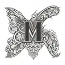 letter m shoulder tattoo solid thick tattoo design idea