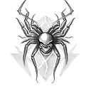satanic spider skull tattoo design idea
