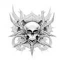 satanic spider skull tattoo design idea