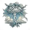 Aesthetic thunder storm tattoo design idea