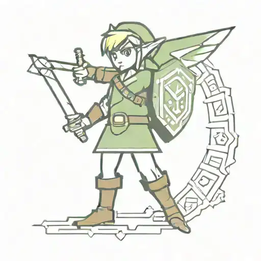 link from zelda pixelart tattoo design idea