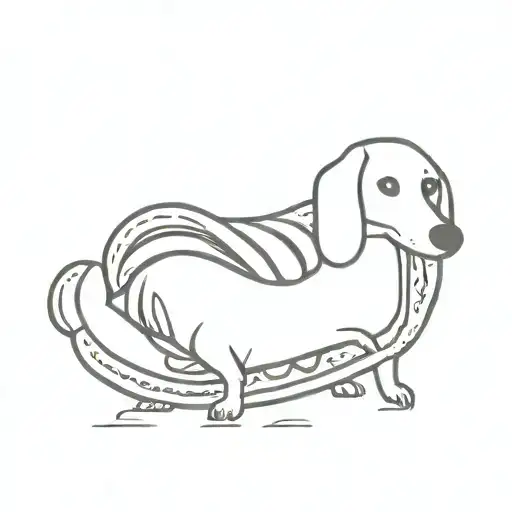 hot dog with three legs splayed tattoo design idea