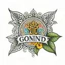 mor pankh with govind name tattoo design idea