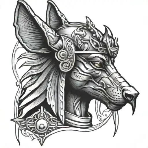 Anubis egypcian god tattoo design idea