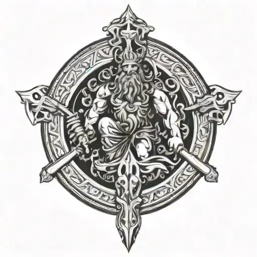 god Poseidon holding a trident tattoo design idea