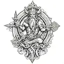 god Poseidon holding a trident tattoo design idea