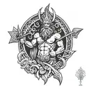 god Poseidon holding a trident tattoo design idea