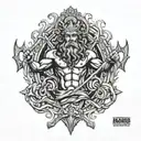 god Poseidon holding a trident tattoo design idea