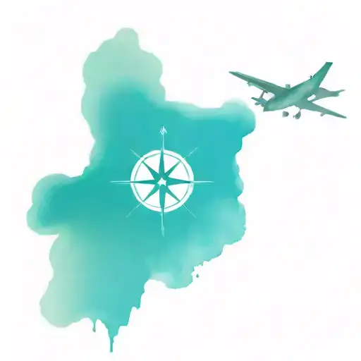 compass and airplane flying tattoo design idea