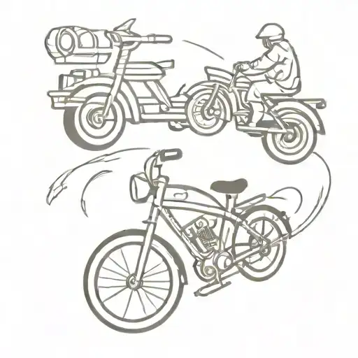 bike and firefighter tattoo design idea