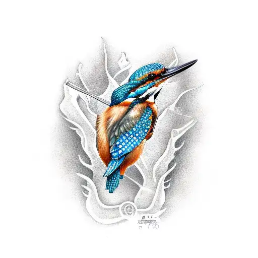 Watercolor Kingfisher Bird Tattoo Design – Tattoos Wizard Designs