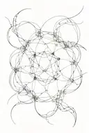 fine line tstoo of a base mandlebrot fractal. include the filaments along the edges. leave the centers blank tattoo design idea