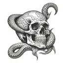 Skull with a snake inside tattoo design idea