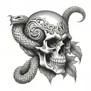 Skull with a snake inside tattoo design idea