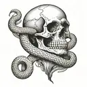 Skull with a snake inside tattoo design idea