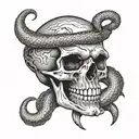 Skull with a snake inside tattoo design idea