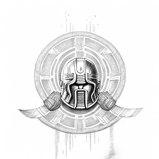 spartan sheild  with spartan helment on it. plus the quote "veni vidi vici" tattoo design idea