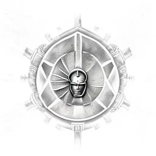 spartan sheild  with spartan helment on it. plus the quote "veni vidi vici" tattoo design idea