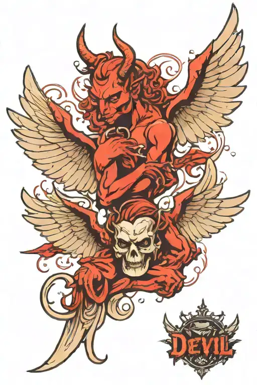 devil and angel wings tattoo design idea