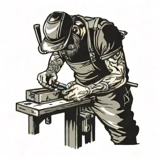 blacksmith crafting fishing rod on anvil   tattoo design idea