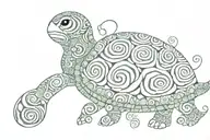 Semicolon turtle swirl tattoo design idea