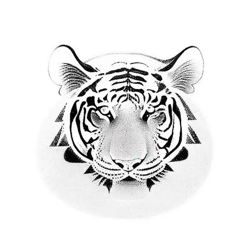 Japanese kanji symbol for 'strength' incorporated with a tiger design tattoo design idea