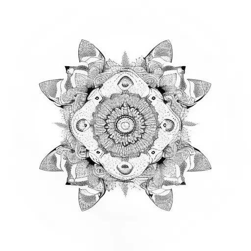 trashed out mandala with colorful floral bsckground tattoo design idea