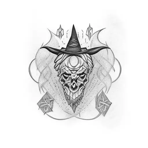 witchy sigil sleeve tattoo design idea