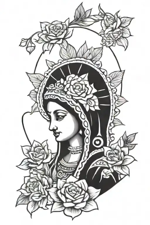 virgin of Guadalupe and Mexican style tattoo featuring tattoo design idea