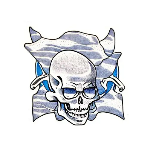 skeleton sunbathing with sunglasses and sun cream tattoo design idea