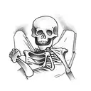 skeleton lying in a hammock looking up, wearing sunglasses with a relaxed attitude tattoo design idea