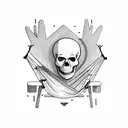 skeleton lying in a hammock looking up, wearing sunglasses with a relaxed attitude tattoo design idea