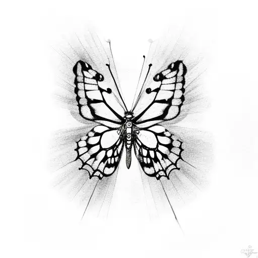 butterfly made of skeleton bones tattoo design idea