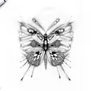 butterfly made of skeleton bones tattoo design idea