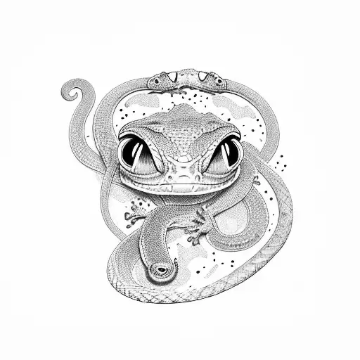 gecko eublepharis ans  snake color tattoo design idea