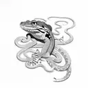 gecko eublepharis ans  snake color tattoo design idea