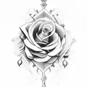 sword with roses tattoo design idea