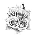 sword with roses tattoo design idea
