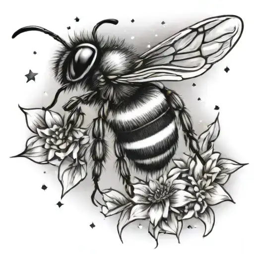 bumble bee surrounded by twinkle stars 2020 & 2023 tattoo design idea