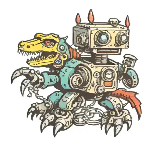 charm bracelet with robot and dinosaur on wrist tattoo design idea