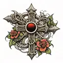 cross with crown of thorns above  tattoo design idea