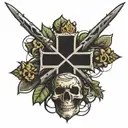 cross with crown of thorns above  tattoo design idea
