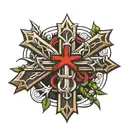 cross with crown of thorns above  tattoo design idea