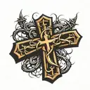 cross with crown of thorns above  tattoo design idea