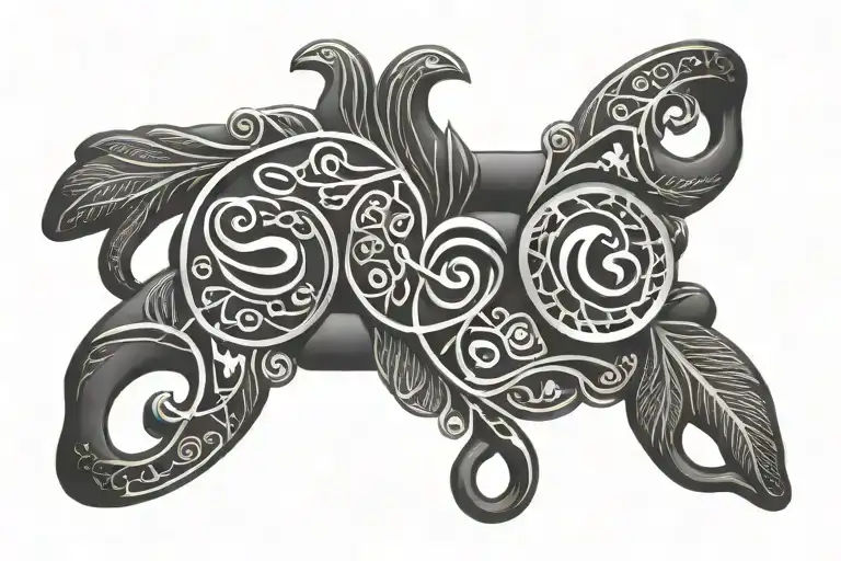 3d sankofa and aya adinkra symbols as wrist cuff with drop shadows tattoo design idea