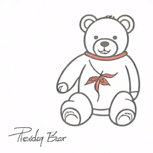 teddy bear with bordeaux red sweater tattoo design idea