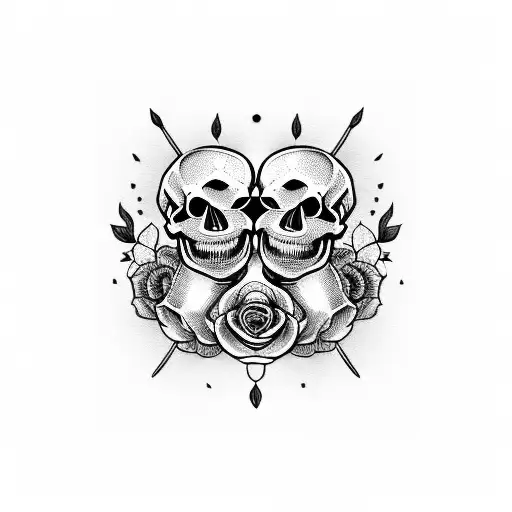 skull and roses couples tattoo  tattoo design idea