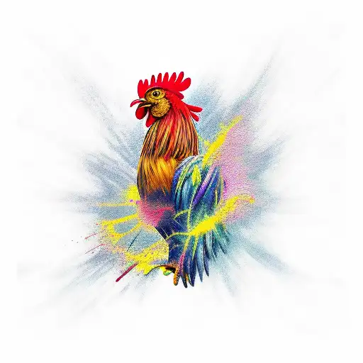 fighting rooster tattoo design idea