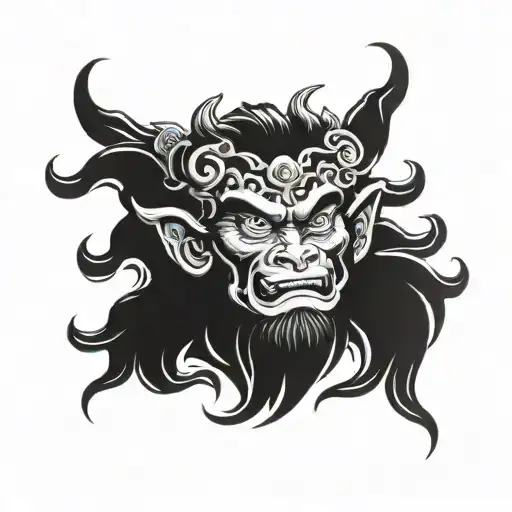 monkey king face sun vukong tattoo design idea